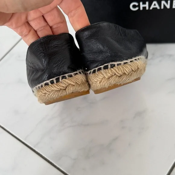 CHANEL Black and Tan Espadrilles - Picture 8 of 11